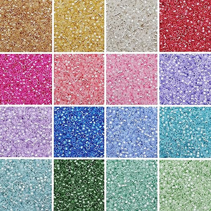 INSPIRELLE Uniform 80 Gram 12/0 (2mm) Cylinder Glass Seed Beads - color: 16x Pearl Lustre Colors