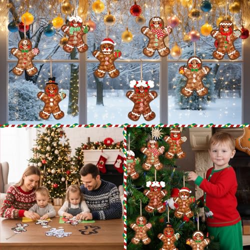 Tinlade 32 Set Christmas Gingerbread Suncatchers Crafts Xmas DIY Activities - style: Gingerbread Man