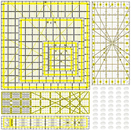Quilting Rulers, 7 Piece Acrylic Ruler, Fabric Cutting Ruler (12.5"X12.5", 9.5"X9.5", 6"X6", 4.5"X4.5",12"x6.5",9"x3",12"x2"), Sewing & Quilting Templates