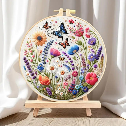 Huacan 4 Set Christmas Embroidery Kit Beginner Hand Embroidery Set for Home Decor, Includes Fabric Hoop (Beauty) - style: Beauty