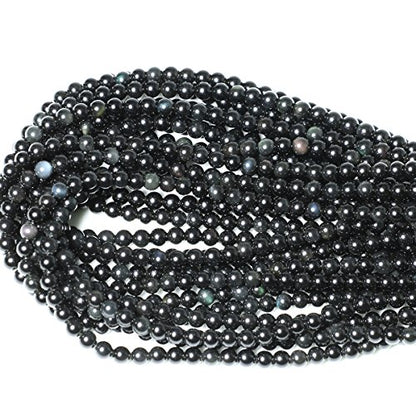 60PCS 6mm Natural Black Obsidian Gemstone Round Loose Beads Crystal Energy Stone Healing Power for DIY Jewelry Making 1 Strand 15" - color: Black Obsidian, size: 6mm
