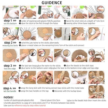 AOUXSEEM Basket Weaving Kit for Beginners,DIY Woven Picnic Hamper with Handle,Fruit Flower Basket Making Supplies 4mm Jute Twine and Stem Wires,Easy to Follow