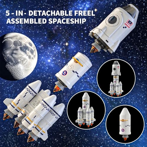 Space Rocket Toys STEM Launch Set with Light,Sound & Smoke, Educational Aerospace Model for Kids Projection Lamp & 2 Astronauts Gift for Boys Girls 3 4 5 6 7 8 Years Old - color: Standard Rocket