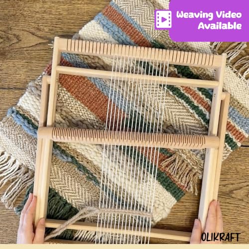 Olikraft Wooden Weaving Loom, Adjustable Stand (Extra Large) - color: Natural Beech, size: Extra Large