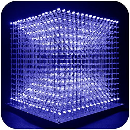 Mini 3D Led Cube DIY Electronics Kit Soldering Project Kit (3D16MINI-ALLBLUE-KIT) - color: 3d16mini-allblue-kit