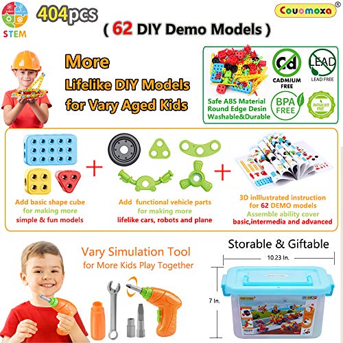 COUOMOXA 404 Pcs STEM Building Toys for Kids Ages 3+