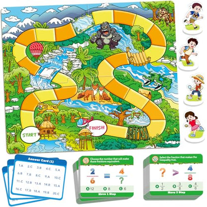 Fraction Board Game for Kids,Fraction Manipulatives for Grade 3rd-6th