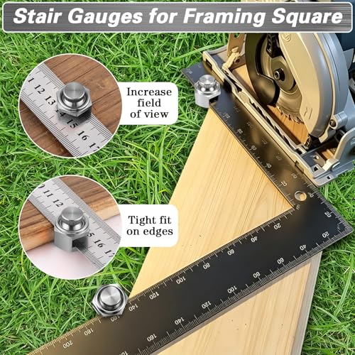 4 Pack Stair Gauge Set, Layout Tool for Framing Square, Silver - color: Silver