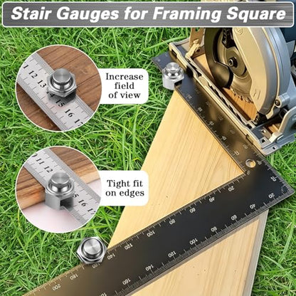 4 Pack Stair Gauge Set, Layout Tool for Framing Square, Silver - color: Silver