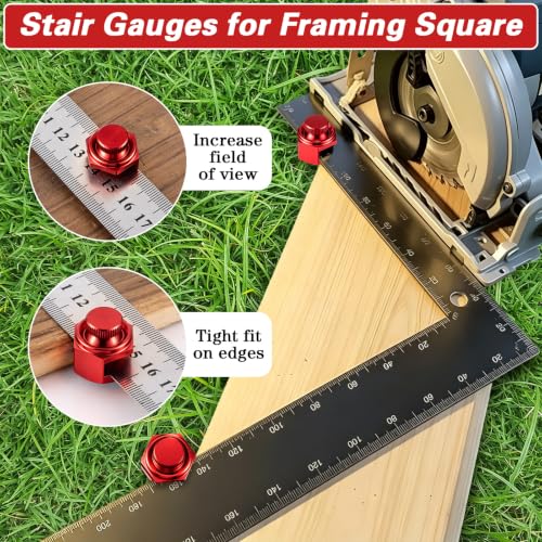 4 Pack Stair Gauge Set, Layout Tool for Framing Square, Red - color: Red