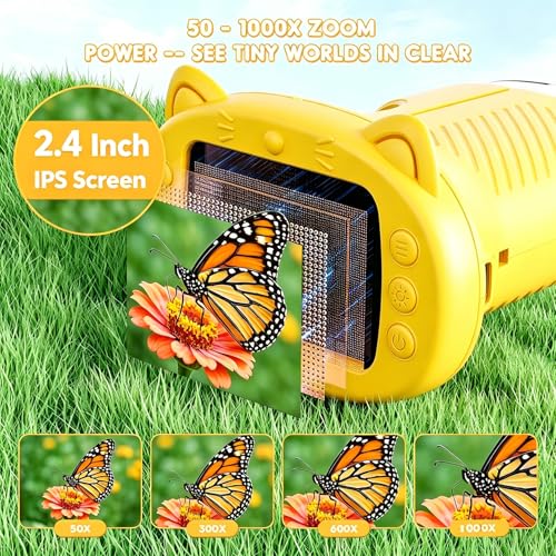 Handheld Digital Microscope for Kids,1000X Pocket Wonderquest Microscope - color: Yellow