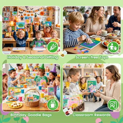 JoyCat 24 Pack Animal Poke Art Party Favors, Mess-free Craft Kits Ages 4-8