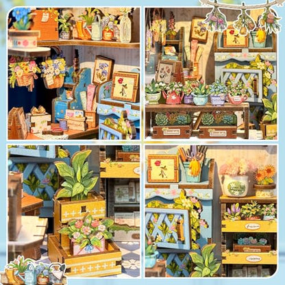 Book Nook Kit, DIY Miniature House Kits for Adult and Teens, Dollhouse Tiny Booknook Garden House Bookshelf, DIY Craft Gifts for Family and Friends (Anna's Blue Blossom) - color: Anna's Blue Blossom