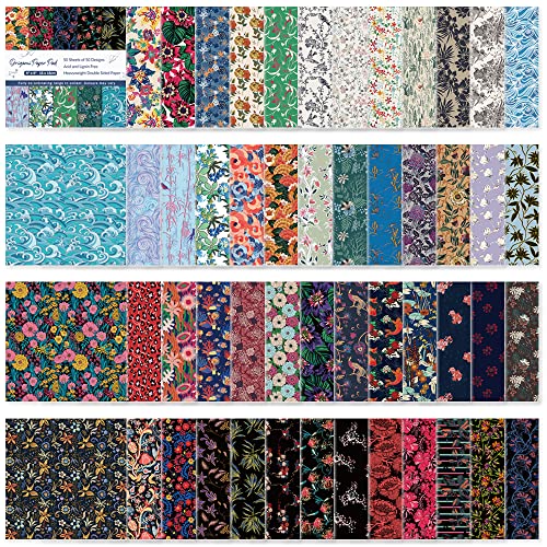 Origami Paper 50 Sheets,6-Inch Square Double Sided Colored Craft Paper - color: 50sheets-floewers