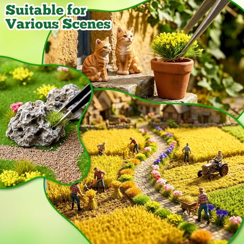 Warmtree 175 Pcs Static Grass Bushy Tufts Miniature Colorful Flower Cluster - color: Color B