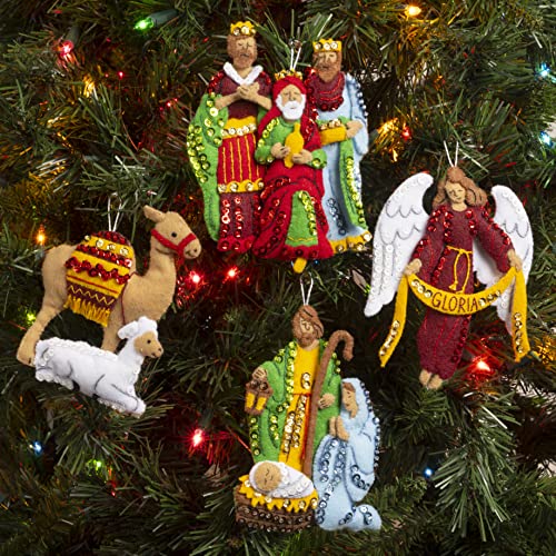 Bucilla Felt Applique 4 Piece Ornament Making Kit, Silent Night, Perfect for DIY Arts and Crafts, 89572E - style: Ornaments