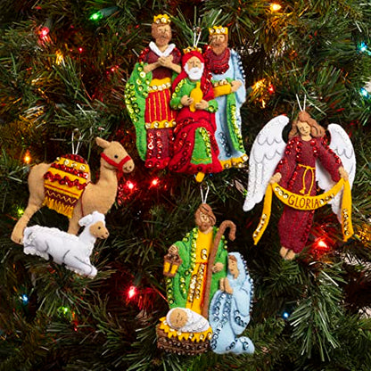 Bucilla Felt Applique 4 Piece Ornament Making Kit, Silent Night, Perfect for DIY Arts and Crafts, 89572E - style: Ornaments