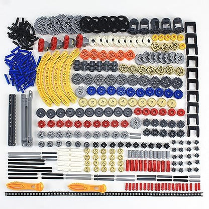 496 Pcs Technical Parts Building Blocks Gears Axle Pin Connector Compatible with Major Brand Toy Technical Cam Worm Cogs Gears Steering Parts Differential Engine Kit MOC Pieces for Replacement - style: MA395