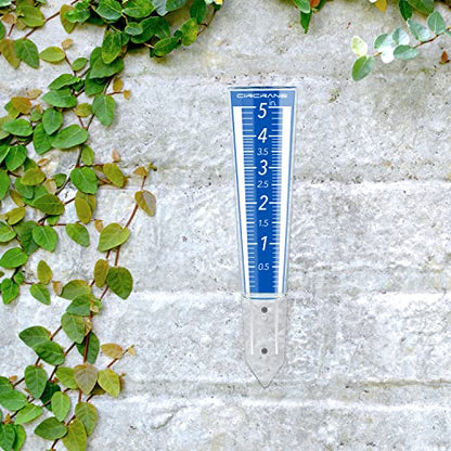 Circrane 5-Inch Capacity Outdoor Rain Gauge with Additional Hang Bracket& Stainless Steel Screws, Magnifying Scale and Numbers Design for Easy Read (Blue) - color: Blue