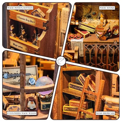 DIY Book Nook Kit for Adults 3D Wooden Puzzle Magic Booknook - color: Sq-51