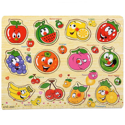 5-Pack | Alphabet, Numbers, Shapes, Vehicles & Fruits Wooden Puzzles for Toddlers 3-5 Years Old – ABC, 1-20, Shape, Vehicle & Fruit Learning Toy with Puzzle Board & Blocks, Educational Toy Gift - style: 5-Pack