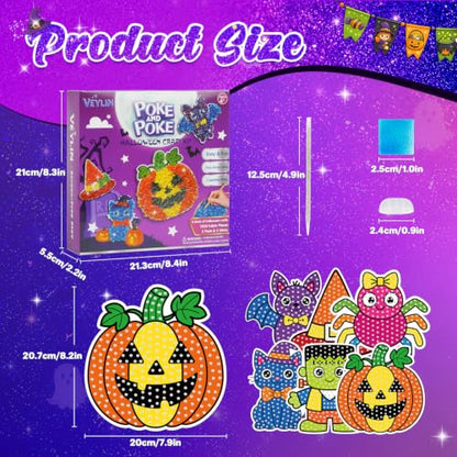 VEYLIN Poke and Poke Art Kit for Kids Ages 4-8, Halloween Pumpkin DIY Craft - color: Purple