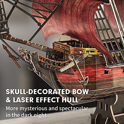 CubicFun 3D Puzzles for Adults Queen Anne's Revenge, Red, 391 Pieces - style: Red Queen Anne's Revenge