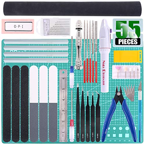 Keadic 55Pcs Professional Modeler Basic Tools Craft Set Hobby Building Tools Kit Gunpla Tools Model Kit Modeler Basic Tools Set for Car Model Building Repairing and Fixing