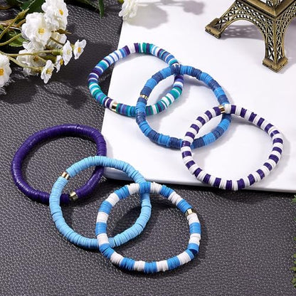 4000pcs Light Blue Clay Beads,6mm Heishi Bead Polymer Flat Round Disc Bulk Beads for Jewelry Making,DIY Friendship Bracelet and Necklace Craft - color: Light Blue