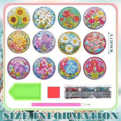 Zonon 12 Pcs Diamond Art Magnets for Refrigerator, Floral Diamond Painting - color: Boho, style: Flower