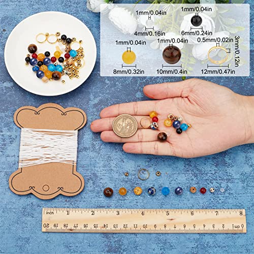 SUNNYCLUE 1 Box 300+Pcs DIY 10 Sets Solar System Bracelets Kit Galaxy Universe The Nine Guardian Planets Obsidian Beads Beading Bracelet Necklace Natural Gemstone Bead for Jewelry Making Kits Craft - color: Golden Color Rings Upgraded Beads