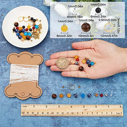 SUNNYCLUE 1 Box 300+Pcs DIY 10 Sets Solar System Bracelets Kit Galaxy Universe The Nine Guardian Planets Obsidian Beads Beading Bracelet Necklace Natural Gemstone Bead for Jewelry Making Kits Craft - color: Golden Color Rings Upgraded Beads