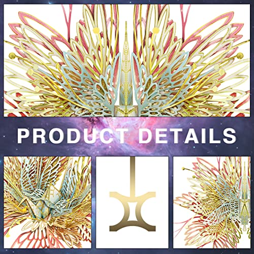 Piececool 3D Metal Model Kits, 12 Constellation Series - Gemini Wishing Cranes Assembling Metal Model Building Kits DIY Handcraft Kits 3D Puzzles for Adults, Best Birthday Gifts, 55Pcs - color: Gemini