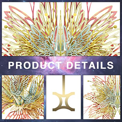 Piececool 3D Metal Model Kits, 12 Constellation Series - Gemini Wishing Cranes Assembling Metal Model Building Kits DIY Handcraft Kits 3D Puzzles for Adults, Best Birthday Gifts, 55Pcs - color: Gemini