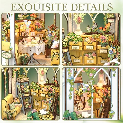 Cutefun Book Nook Kit - DIY Miniature House Dollhouse Kit for Adults - color: Windsor Flower House