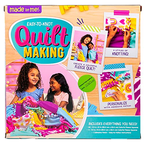 Made By Me Easy-to-Knot Quilt Making by Horizon Group USA, Create a 59” x 39” Fleece Quilt, No Cutting or Sewing Necessary, Includes 20 Fabric Squares & Felt Embellishments, Learn 4 Ways to Knot - style: Quilt (Rainbow)