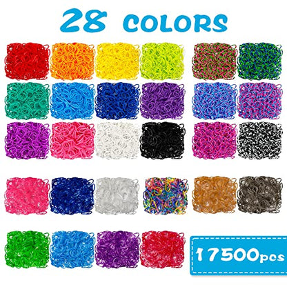 INSCRAFT 17500+ Rubber Loom Bands with 3 Layer Blue Container, 28 Colors, 600 S-Clips, 352 Beads, 40 Cartoon Pendant, Bracelet Making Refill Kit for Kids - color: Blue