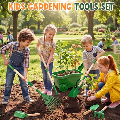 16 Pcs Kid Gardening Tool Bug Explorer Kit, Kid Wheelbarrow Set