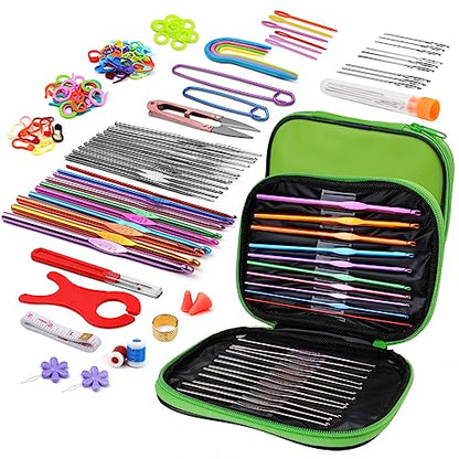 IMZAY 110 Pcs Crochet Hooks Set 0.6–6.5mm Crochet Needles for Yarn - color: Green, size: 110 Pcs