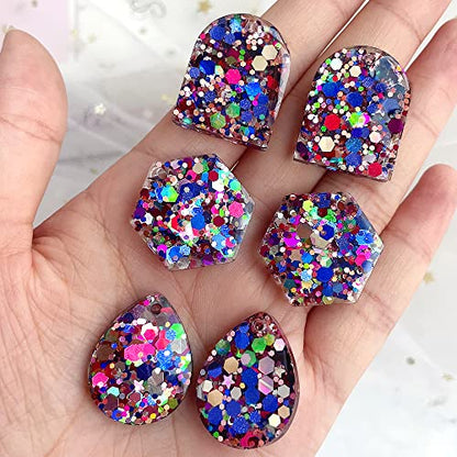 ResinWorld Earrings Molds with Varieties of Shapes and Sizes, 171Pcs Resin Jewelry Making Kit, Stud Dangle Drop Earrings Resin Molds with Hole
