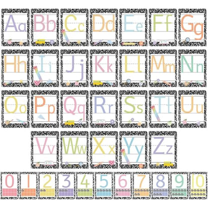 37 Pcs Composition ABC Alphabet for Classroom Wall ABC Posters and 0-10 Number Line Cards Letters for Composition Notebook Classroom (Composition ABC) - color: Composition Abc
