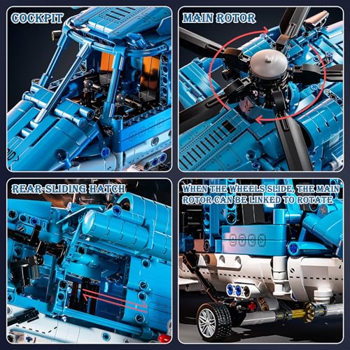 1521PCS Military Helicopter Building Blocks Set for Boys 8 12 14 - color: Blue