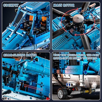 1521PCS Military Helicopter Building Blocks Set for Boys 8 12 14 - color: Blue