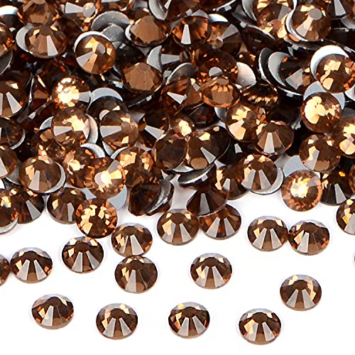 2880PCS Art Nail Rhinestones Non Hotfix Glue Fix Round Crystals Glass Flatback for DIY Jewelry Making with one Picking Pen (ss6 2880pcs, Smoked Topaz) - color: Smoked Topaz, size: ss6 2880pcs
