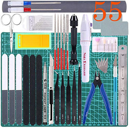 55Pcs Gundam Model Tools Kit Gunpla Tools Set Bandai Modeler Basic Tools for Gundam Hobby Car Airplane Building - color: 55pcs Gundam Model Tool Kit