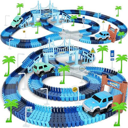 Track Car Toys, 269 PCS Create A Frozen World Race Road Racing Tracks Toy - color: Blue
