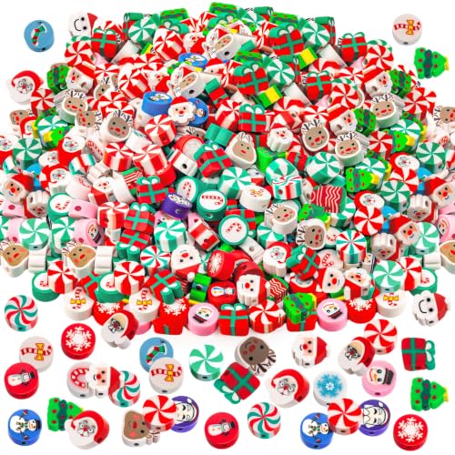 400 Pcs Christmas Polymer Clay Beads, Mixed Heishi Spacer Beads Supplies - color: Xmas-400