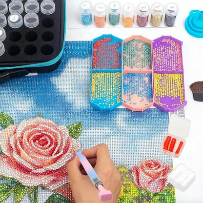 ZYNERY Diamond Art Pen, Diamond Painting Pens Refillable, Glue Clay Pens for Rhinestones, Gem Art Rhinestone Picker Tool for 5D Gem Painting Includes 6 Glue Clay Refills (Pink-Blue) - color: Pink-blue Pen + 6 Glue