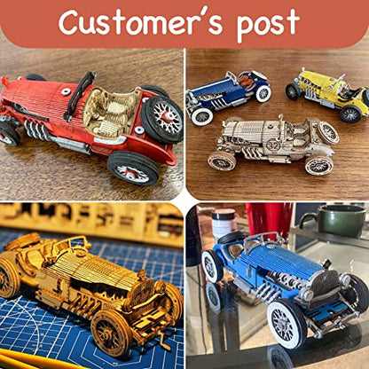 ROKR Model Car Kits Wooden 3D Puzzles Model Kits for Adults Educational Brain Teaser Assembly Model, Desk Decor/DIY Hobbies/Gifts (Grand Prix Car) - style: MC - Grand Prix Car