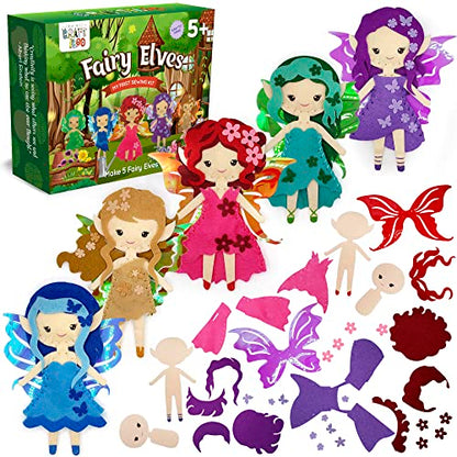 Fairy Elves Sewing Kit for Kids Ages 7-12 - Rainbow Garden Felt Craft - color: Garden Rainbow Fairies Kit